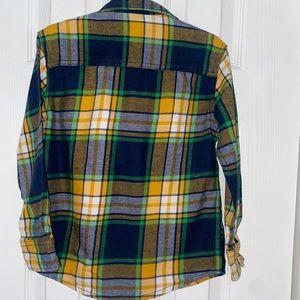 Boys XS Yellow, Blue, Green plaid button down